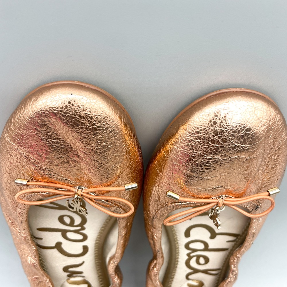 Sam Edelman Womens 9M Felicia Ballet Flats Rose Gold Metallic Leather Coquette - Picture 10 of 12